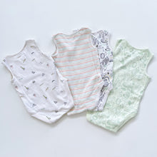 Load image into Gallery viewer, Next Singlet Bodysuits 4x Animals/Stripes (6-9m)

