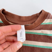 Load image into Gallery viewer, Summer and Storm Organic T-Shirt Brown/Green Stripes (2y)
