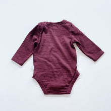 Load image into Gallery viewer, BABU Merino L/S Bodysuit Plum NWOT (newborn)
