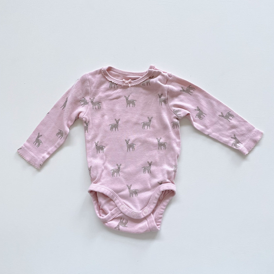 H&M Organic Cotton L/S Bodysuit Pink Fawn (0-3m)