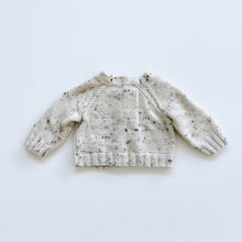 Load image into Gallery viewer, Handmade Wool Knitted Cardigan Oatmeal Speckled (0-3m)
