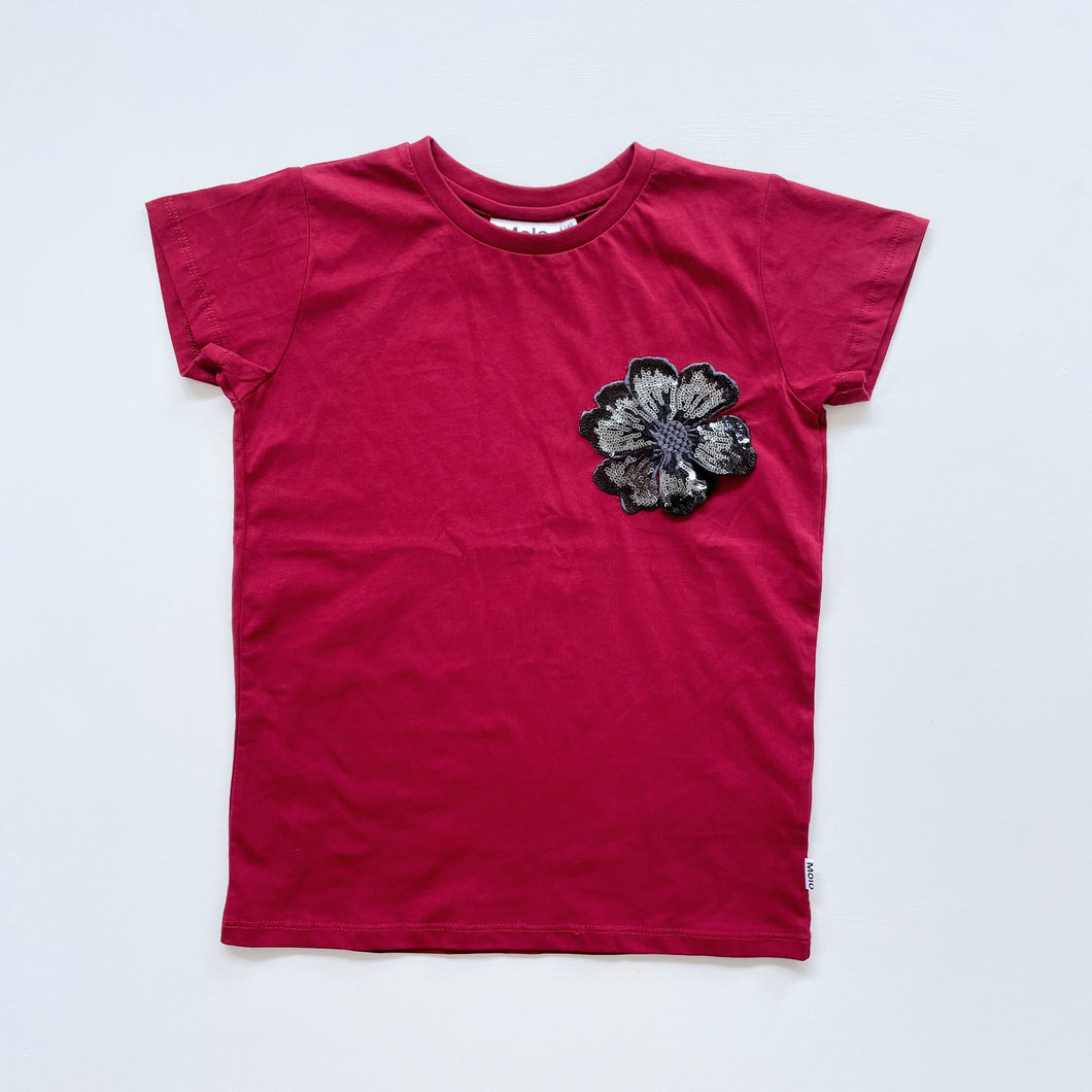 Molo Organic Cotton T-Shirt Maroon / Black Flower NWOT (10y)