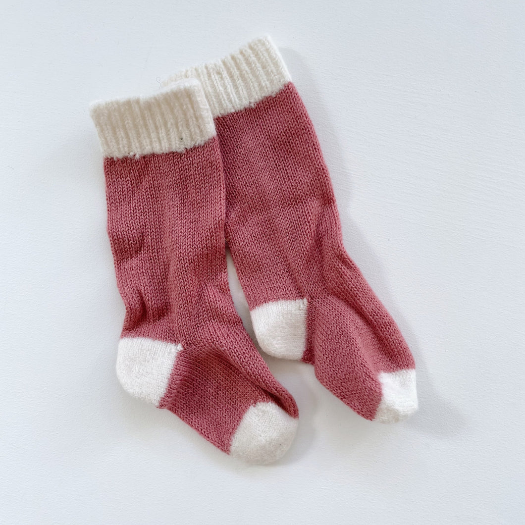 Nature Baby Wool Sock Pink/Cream (0-3m)