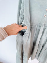 Load image into Gallery viewer, Milkbar Green Tiered Breastfeeding/Maternity Dress (M)
