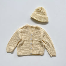 Load image into Gallery viewer, Handmade Lambswool Cardigan + Beanie Buttery Yellow (6-12m)
