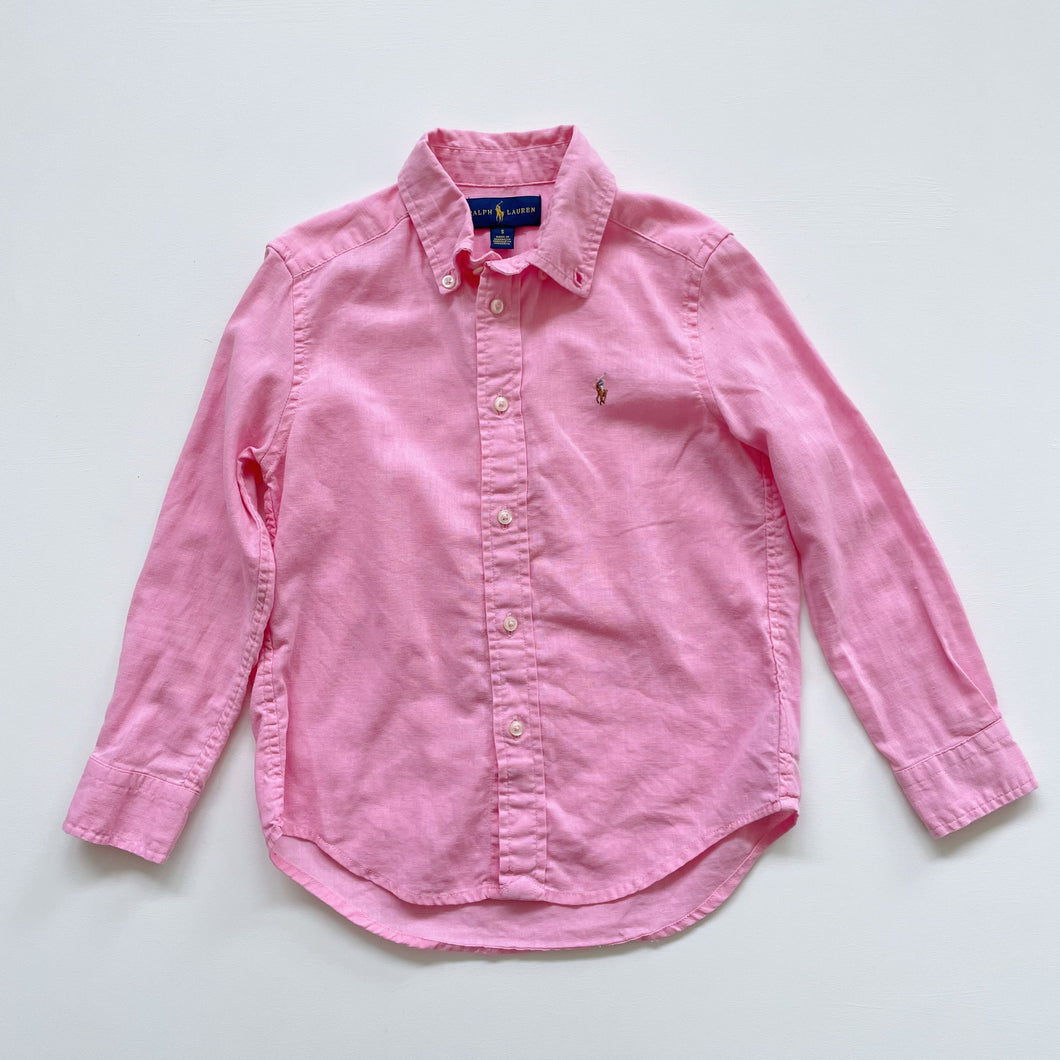 Ralph Lauren Shirt Pink Linen Blend *tagged bigger (3-4y)