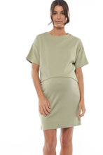 Load image into Gallery viewer, Bae Nursing/Pregnancy  Tee Dress Sage (S)
