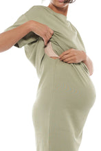 Load image into Gallery viewer, Bae Nursing/Pregnancy  Tee Dress Sage (S)
