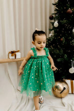 Load image into Gallery viewer, Confetti Kidz Green/Gold Star Tulle Dress (6-12m)
